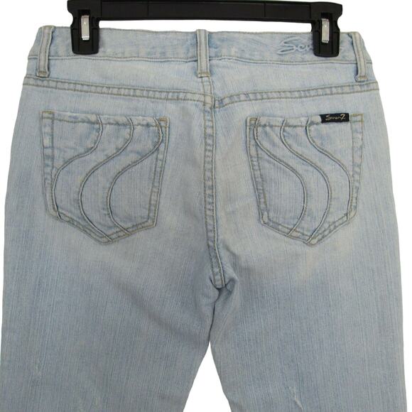 Seven7 Boot Cut Jeans Size 28 Low Rise Distressed Light Wash - Picture 3 of 9
